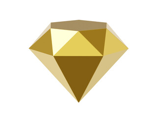 Diamond gold metal, jewelry. 3D rendering. Icon on white background.