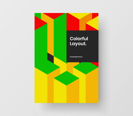 Simple flyer A4 design vector illustration. Clean geometric tiles leaflet template.