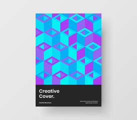 Simple poster vector design template. Abstract mosaic tiles placard layout.