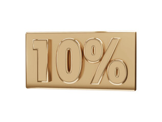 10 percent gold number with 3d rendering