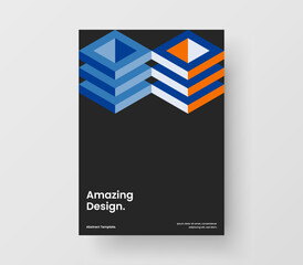 Unique pamphlet design vector layout. Minimalistic mosaic hexagons presentation illustration.