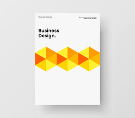 Modern company identity A4 design vector concept. Vivid geometric hexagons magazine cover template.