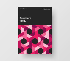 Simple geometric hexagons flyer illustration. Trendy handbill A4 vector design concept.
