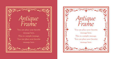 高級感のあるビンテージ調のフレームデザインセット　罫線　枠　ウエディング　ビンテージ　アンティーク
