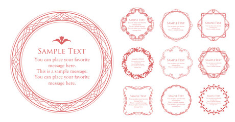 高級感のあるビンテージ調のフレームデザインセット　罫線　枠　ウエディング　ビンテージ　アンティーク