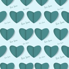 Seamless heart pattern. Eco and Environment love concept. Vector illustration for wallpaper and poster. Seamless Valentines day background.