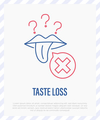 Taste loss, anosmia thin line icon. Long covid. Vector illustration.