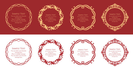 高級感のあるビンテージ調のフレームデザインセット　罫線　枠　ウエディング　ビンテージ　アンティーク