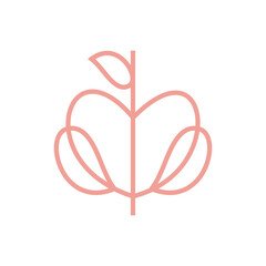 abstract art fruit, apple and leaf logo vector design