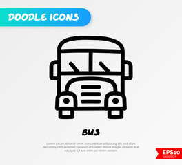 Bus doodle icon. Public transport. Vector illustration.