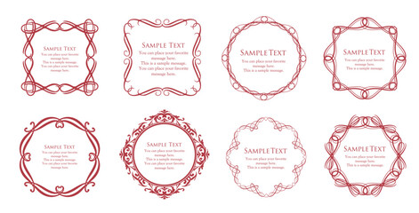 高級感のあるビンテージ調のフレームデザインセット　罫線　枠　ウエディング　ビンテージ　アンティーク