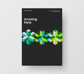 Naklejka na ściany i meble Bright geometric tiles corporate brochure layout. Creative catalog cover design vector template.