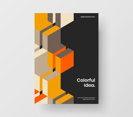 Modern mosaic shapes journal cover concept. Original leaflet A4 design vector template.