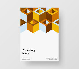 Trendy company cover A4 design vector layout. Vivid geometric pattern annual report concept.
