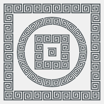 Greek set of frame, corner and border, roman ornament quality vector illustration cut 