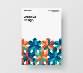 Abstract company brochure A4 design vector concept. Creative mosaic shapes placard illustration.