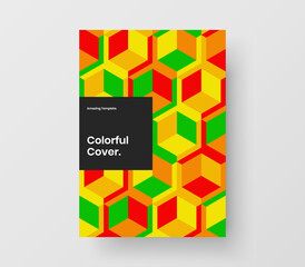 Modern geometric shapes poster layout. Multicolored postcard vector design concept.