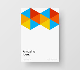 Bright mosaic shapes pamphlet template. Creative corporate identity A4 vector design concept.