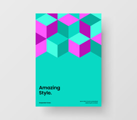 Naklejka na ściany i meble Premium mosaic hexagons flyer template. Vivid booklet A4 vector design layout.