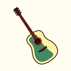 Obraz na płótnie Canvas Guitar stringed musical instrument flat vector design