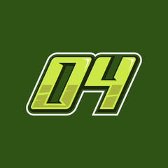Racing number 04 logo design vector