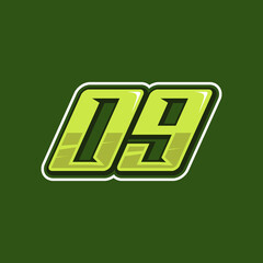Racing number 09 logo design vector