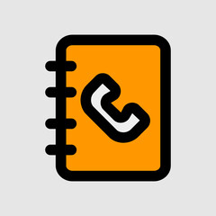 Phone book icon in filled line style, use for website mobile app presentation