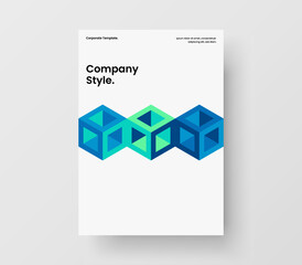 Multicolored leaflet A4 vector design layout. Unique geometric shapes catalog cover concept.