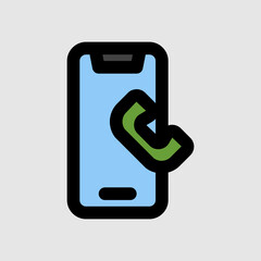 Phone call icon in filled line style, use for website mobile app presentation