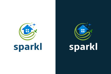Sparkle star, creative symbol concept. Wash, swirl, laundry, cleaning company elegant business logo. House painting
