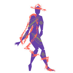 Set of man in brush and lines style . Editable illustration