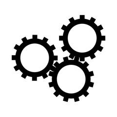 Black gear cogs engine machine icon on white background flat vector design.