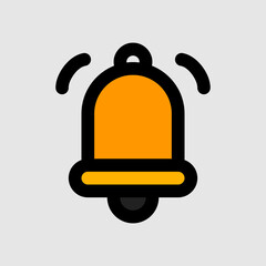 Notification bell icon in filled line style, use for website mobile app presentation