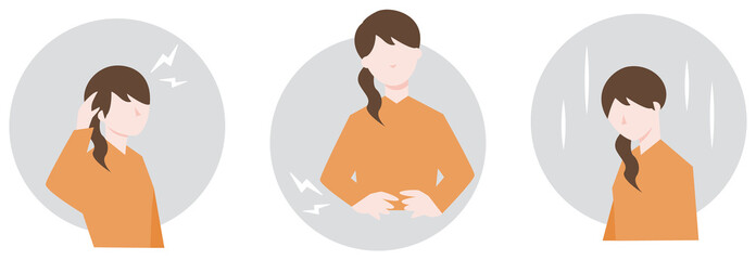 体調が悪い女性のイラスト
