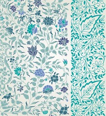 wedding card design, traditional paisley floral pattern , royal India	