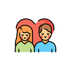 Couple in love color line icon. Human behavior.