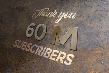 60 Million  subscribers celebration greeting banner with Metal Design