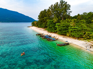 Aerial view of Sunset beach in koh Lipe, Thailand
