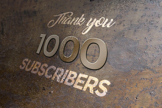1000 subscribers celebration greeting banner with Metal Design