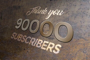 90000 subscribers celebration greeting banner with Metal Design