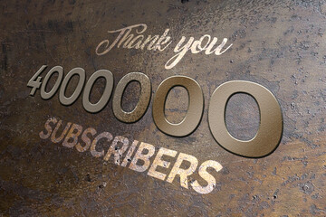 4000000 subscribers celebration greeting banner with Metal Design