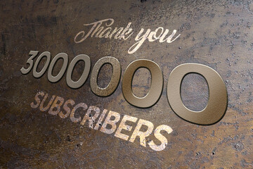 3000000 subscribers celebration greeting banner with Metal Design