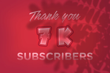 7 K  subscribers celebration greeting banner with Red Embossed Design