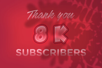 8 K  subscribers celebration greeting banner with Red Embossed Design