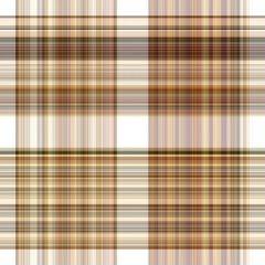 Woodland white tartan seamless pattern textile. Tonal autumnal forest plaid with organic texture. Background of orange stripe for rough wallpaper. 
