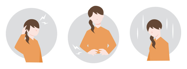 体調が悪い女性のイラスト