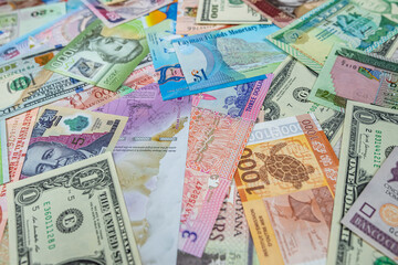 Fototapeta na wymiar different American world paper money as background
