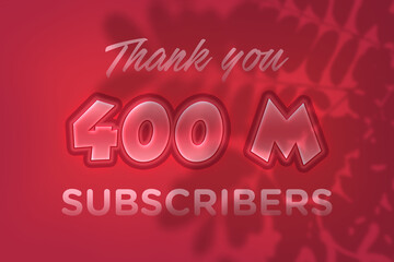 400 Million  subscribers celebration greeting banner with Red Embossed Design