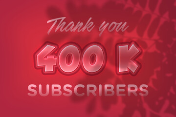 400 K  subscribers celebration greeting banner with Red Embossed Design