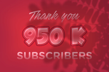 950 K  subscribers celebration greeting banner with Red Embossed Design